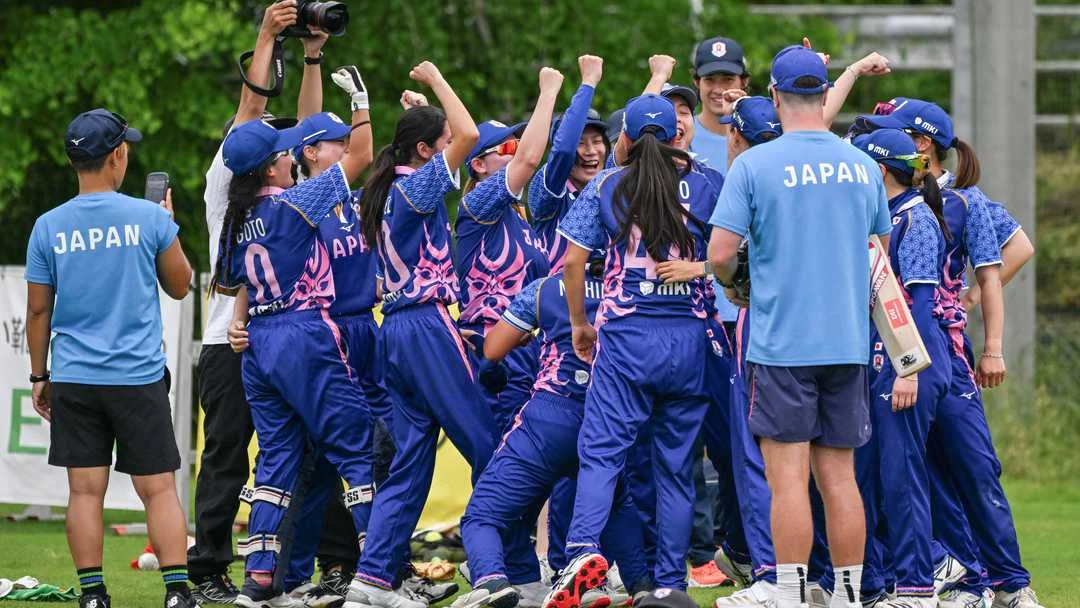 Japan Women's cricket squad celebrating on the field during their rise in international cricket ahead of Asian Games 2026, Guru News Network report