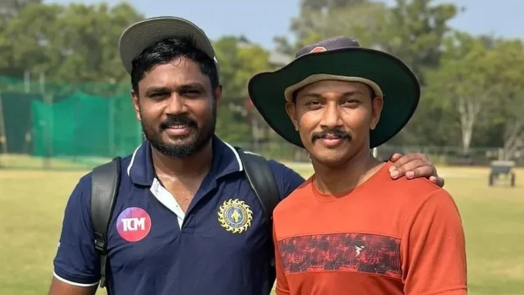Sanju Samson aur Kerala practice nets ke throwdown training context mein Anoop Sree ki two-arm skill journey