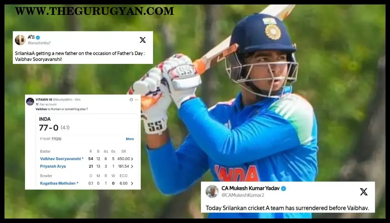 Vaibhav Sooryavanshi during news coverage of his record-breaking 11-ball fifty and social media reaction.