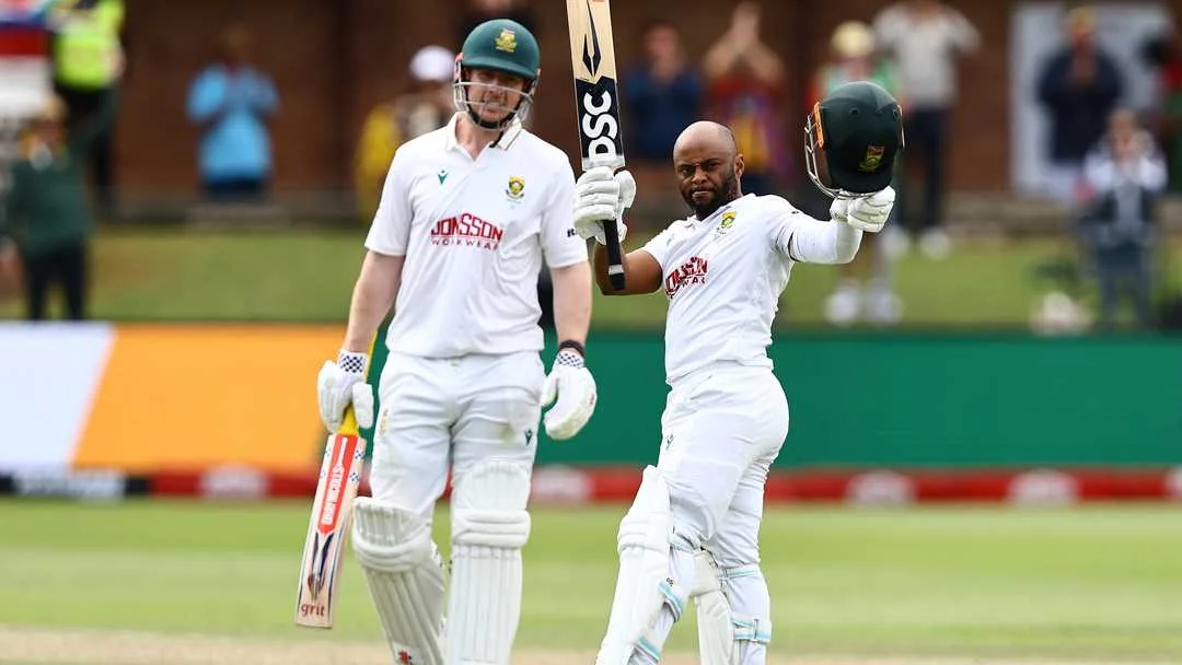 South Africa vs Australia second Test at St George's Park mein Temba Bavuma, Marco Jansen aur Simon Harmer ki innings recovery se judi cricket action image