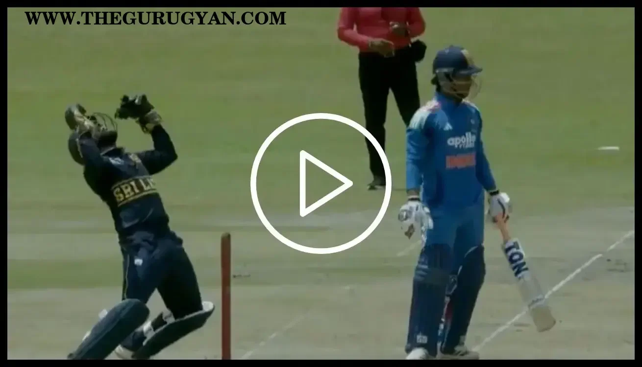 Ayush Badoni wicket incident during India A vs Sri Lanka A tri-series match and celebration by Sri Lanka wicketkeeper.