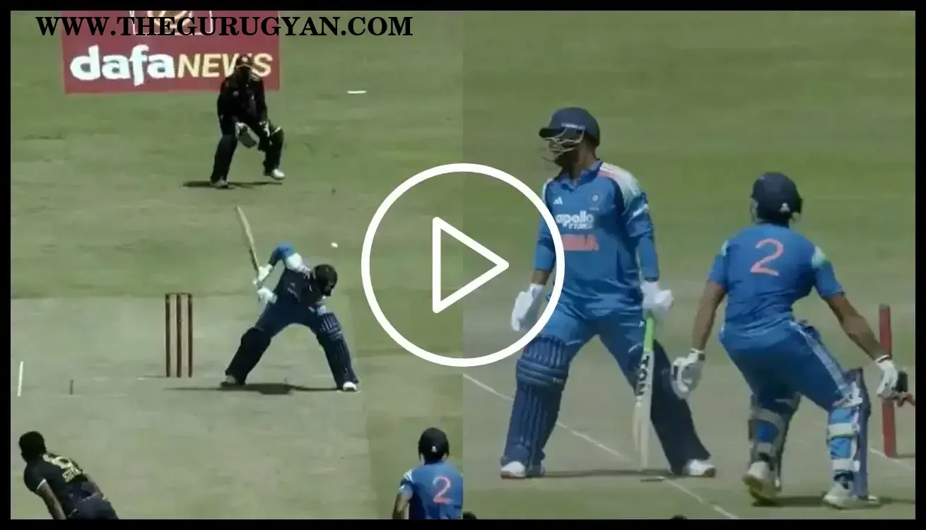 India A and Sri Lanka A match featuring the unusual run-out involving Vipraj Nigam and Suryansh Shedge.