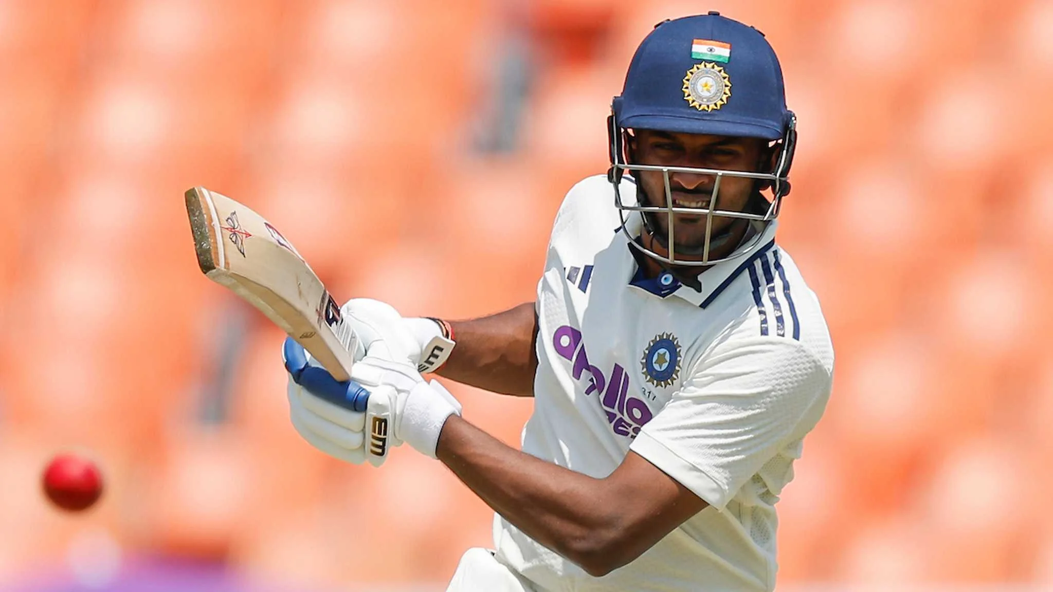 Sai Sudharsan India ke liye Afghanistan Test me composed 81-run innings khelte hue, Guru News Network coverage