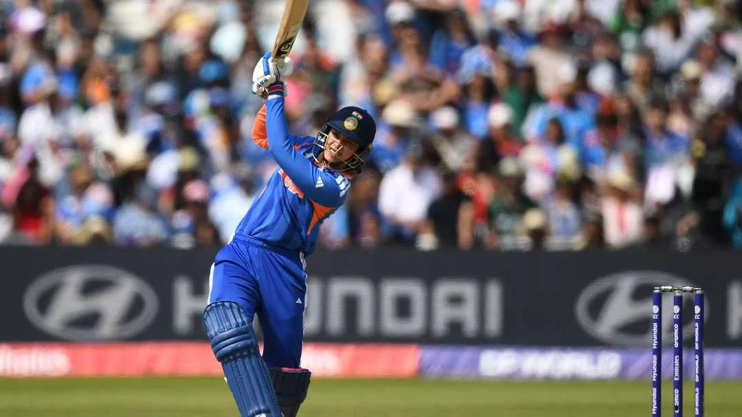 India Women and Pakistan Women players during their ICC Women's T20 World Cup 2026 Group A match, with GNN and The Guru Gyan cricket coverage